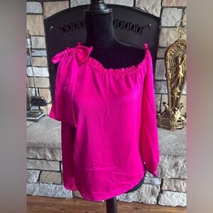 CeCe Vibrant Pink Off-Shoulder Blouse